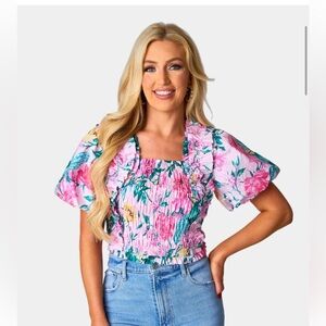 Buddy Love smocked floral top size XS NWT